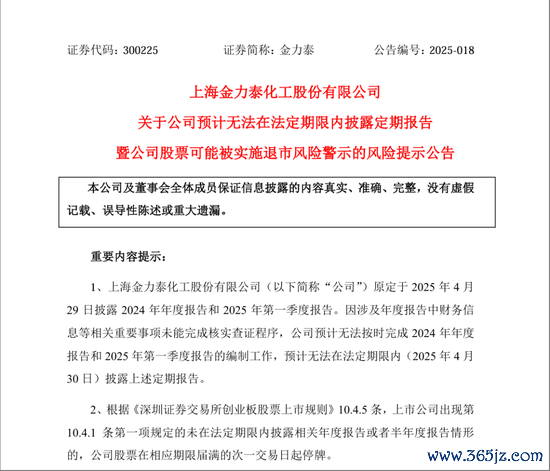 股票配资平 年报“难产”！300225或“披星戴帽”