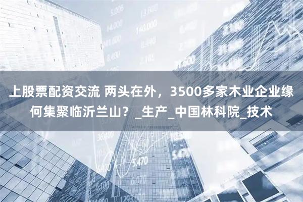 上股票配资交流 两头在外，3500多家木业企业缘何集聚临沂兰山？_生产_中国林科院_技术
